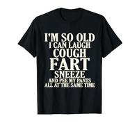 Envejecimiento Reír Tos Pedo Estornudo Orinar Pantalones Personas Mayores Camiseta gráfica económica, Hombre, Negro, XL