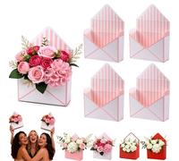 Envelope Boxes, Valentine Gift Box, Red, Valentines Day Flower Bouquet Package Folding Paper for Wedding Birthday Festival Party Decoration(4Pcs*B Style)