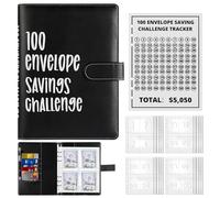 Envelope Challenge - Cuaderno de ahorro de dinero (100 unidades, tamaño A5, para rellenar efectivo, libro de ahorros, con 25 tarjetas de presupuesto para ahorrar 5050 €, regalos de Navidad para niños
