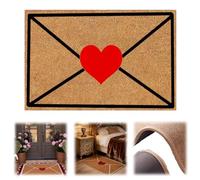 Envelope Heart Artificial Door Mat,Valentine Rug Outdoor Doormat,Red Love Heart Welcome Floor Mats,Wear-Resistant Non-Slip Linen Romantic Entrance Rug Decor for Indoor/Outdoor Home (Black, XL)
