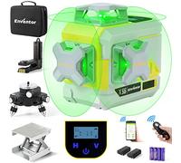 ENVENTOR 3x360° 12 Líneas Nivel Láser Verde de 40M, Nivel Láser Autonivelante 360 Grados de Línea Cruzada con Control Remoto, Pantalla LCD, Soporte 360° Rotación, Base Elevación