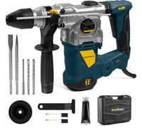 Enventor Martillo Perforador, 1500W Martillo Demoledor, Martillo Percutor con SDS-Plus Mandril, 4500BPM, 6J, 850RPM, 4 Funciones, Control de Vibración, para Concreto, Metal y Madera