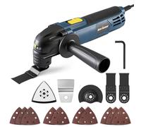Enventor Multiherramienta Oscilante, 300W, 15000-22000 OPM, eléctrica con cable, 6 velocidades variables, ángulo de oscilación de 3°, mango auxiliar, con 17 accesorios para cortar, lijar y raspar