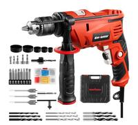 Enventor Taladro Percutor con Cable 900W, 37 Accesorios, Función 2 en 1, Velocidad Variable 0-3000RPM, Mango Auxiliar de 360°, Portabrocas de 13MM, para Concreto, Metal y Madera