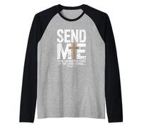 Envíame Isaías 6:8 Cristiano, Aquí Estoy Yo Me Envía Camiseta Manga Raglan