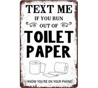 Envíame Un Mensaje Si Te Quedas Sin Papel Higiénico. Letrero De Lata Divertido Cartel De Metal Impermeable Cartel De Chapa para Aire Libre Baño Patio 20X30Cm