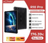 [Envío desde Alemania] HOTWAV R10 Pro tableta robusta 10,1 ''HD + pantalla 10800mAh batería Android 14 8GB 256GB 13MP 4G tableta Global R10 Pro Orange