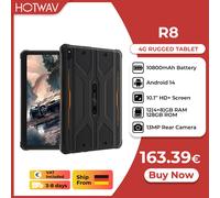 [Envío desde Alemania] HOTWAV R8 tableta robusta batería de 10800mAh Android 14 Pad 10,1 ''HD + pantalla 4GB 128GB 13MP Global 4G Tablet PC R8 Black