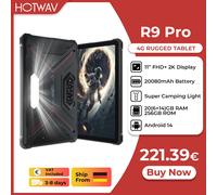 [Envío desde Alemania] HOTWAV R9 Pro tableta resistente 11 ''FHD + pantalla 2K 20080mAh Pad Android 14 6GB 256GB cámara Global 4G Tablet PC R9 Pro Black