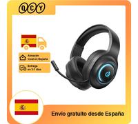Envío desde BR/ES/PL auriculares sobre la oreja Bluetooth 6,0 QCY V200 auriculares inalámbricos trimodos sonido envolvente 7,1 auriculares RGB para juegos BLACK
