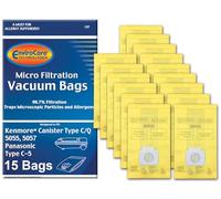 EnviroCare Aspiradora de microfiltración de repuesto para Kenmore Canister Q. 5055, 50557 y 50558 Panasonic tipo C-5, 15 unidades, amarillo, 15 bolsas