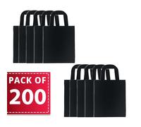 Enviroflex 22 x 26 cm Paquete 10 | 25 | 200, Bolsas Tote Pequeñas para Niños, Shopping, 100% algodón, yute, reutilizables, respetuosas con el medio ambiente con asas cortas (Negro pack 200(22x26))