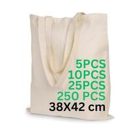Enviroflex 38 x 42 cm Paquete 5 | 10 | 25 | 50 | 100 | 250, Bolsas de tela la compra Tote bag fabricadas en algodón 100% natural,yute, reutilizables respetuosas con el medio ambiente con asas largas