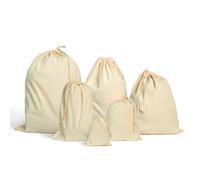 Enviroflex Bolsas de muselina reutilizables con cordón 100% algodón en 6 tamaños para lavandería, cocina y más. (Small(25x30) CM, 10, unidad)