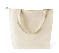 Enviroflex Bolso de Tela Blanco Grande con Cremallera y Bolsillo - 45x40 cm Bolsa Reutilizable para Mujer - Ideal para Compras, Universidad, Trabajo, Pintura y Uso Diario (3, Natural)