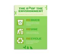 Environmental Awareness Poster The 3 Rs Reduce Reuse Recycle Sustainability Canvas Painting for School Home Decor(Unframed,16x24inch(40x60cm))