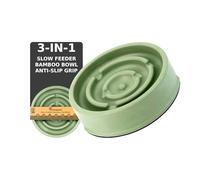 Enviropaws Comedero lento de bambú para perros con agarre antideslizante, profundo, promueve la alimentación lenta, evita el riesgo de asfixia hinchazón y comer en exceso, comedero antigulpo para