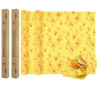 Envoltorio Cera de Abeja,2pcs Paño de Cera de Abeja,Papel Encerado,Papel Encerado Reutilizable para Alimentos,Envoltorio Ceras de Abejas Biodegradables,Almacenamiento y Envoltura de Alimentos