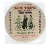 Envoltorios de papel de arroz para rollitos de primavera Three Ladies (redondos de 22 cm, paquete de 3)