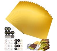 Envoltorios grandes de pistacho de barra de chocolate Dubai con calcomanías, 20 unidades de barras de chocolate de 10 X 12 pulgadas de aluminio dorado + 4 pegatinas
