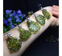 Envoltura de Alambre Pieza Grande moldavita Colgante Colgante Collar Verde meteorito Piedra de república Checa Moldavita Natural 5-10G K-39fj, Sbotton-8571