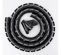 Envoltura de Cable Espiral, 10 Meters Wire Storage Tube Clips Spiral Protector Cable Sleeve Organizer Pipe Wrap Cord Protector Flexible Spiral Management Device Wraps Cable Protector(Black,42mm)