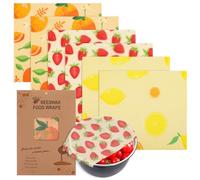 Envoltura de cera de abeja reutilizable, 6 unidades de envolturas de cera de abeja para alimentos, ecológicas, envolturas de alimentos, envoltura de sándwich, envoltura orgánica sostenible, cero