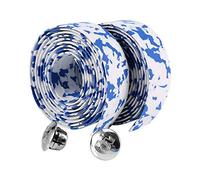 Envoltura de manillar de bicicleta 2PCS con 2 tapones de barra Cinta de ciclismo Cinta reflectante para bicicleta de carretera MTB(Azul y blanco)