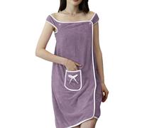 Envoltura De Toalla Para Mujer: Bata De Baño De Algodón Y Terciopelo Coral, Cubierta De Baño Para Ducha Portátil, Vestido De Toalla Suave Y Absorbente Con Bolsillo, Accesorio De Spa | Playa Pis