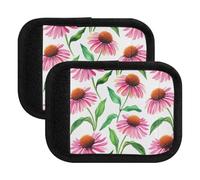 Envoltura de veliz con asa de equipaje de color blanco de equinácea rosa con agarre suave y absorbente, accesorio de viaje para asas de bolsa, Pink Echinacea Flowers White, one sizex2