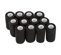 Envoltura de Vendaje Autoadhesiva PHYTOP 12 rollos (Negra), Venda Cohesiva 10cm x 4.5m, Cinta de Fútbol para Calcetines, También para Caballos y Perros como Envoltura Veterinaria