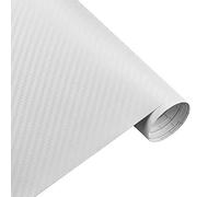 Envoltura de Vinilo de Fibra de Carbono, Abrigo de Vinilo for Motocicleta, 127cm x 15cm, 3D, 3M, Fibra Carbono, Multicolor(White)