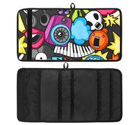 Envoltura para lápices, organizador de rollo de lápices de dibujo de viaje para artista, estuche para lápices, música, canción, guitarra