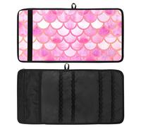 Envoltura para lápices, organizador de rollo de lápices de dibujo de viaje para artista, estuche para lápices, escamas de sirena, acuarela, rosa brillante