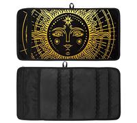 Envoltura para lápices, organizador de rollo de lápices de dibujo de viaje para artista, estuche para lápices, estuche vintage dorado bohemio con patrón de sol