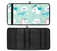Envoltura para lápices, organizador de rollo de lápices para dibujar, para artistas, lápices, estuche mágico, lindo, nubes, unicornios, verde