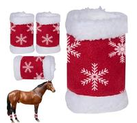 Envolturas Navideñas para Patas De Caballo: Calentadores Ecuestres De Invierno para Piernas De 4 Piezas, Patrón De Copo De Nieve, Protección Polar Acogedora, Diseño Ajustable Y, Fácil De Usar