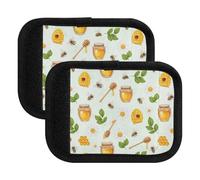 Envolturas para asa de equipaje, diseño de abejas y margaritas, panal de abeja, bolsa de mano, marcadores de equipaje para equipaje de viaje al aeropuerto, Bees Daisy Honey Honeycomb, Set of 2