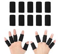 Envolturas para Dedos, Protector de Dedos, 10 Piezas Elásticas Y Flexibles para los Dedos, Protector de Dedos, Ayuda Deportiva, Bandas para la Artritis, Envolturas para Aliviar el Dolor,(Negro)