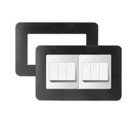 Envolvente de interruptor de luz doble, placas de acrílico negro para interruptores de luz, revestimiento autoadhesivo de doble enchufe, placas de dedo de forma cuadrada para interruptores de luz