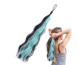 Envolver alrededor de la cola de caballo, extensión de cola de caballo trenzada, Cola de caballo trenzada de colores Cola de caballo envolvente natural con lazo elástico, Peluca trenzada sintética, ac