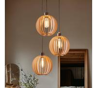 Envostar Lámpara colgante de arcilla contrachapada de abedul redonda 3 luces