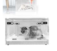 EnweKapu Caja Atomización Mascotas, Jaula para UCI Oxígeno para Perros y Gatos con 4 Poleas, Fácil de Mover, Incubadora Cachorros para Tratamiento Tos y Caja Nebulización,Small