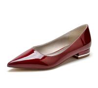 ENWIND Bailarinas para Mujer Punta Puntiaguda Slip-On Zapatos Planos Bajo Tacón Cuero De Microfibra Zapatos De Oficina De Negocios,Burgundy,39 EU