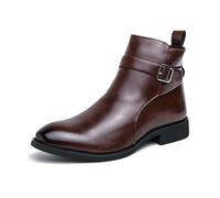 ENWIND Botas Chelsea con Cremallera para Hombres Antideslizantes Botas Chelsea Casuales para El Trabajo,Marrón,44 EU