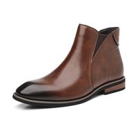 ENWIND Botas Chelsea De Cuero para Hombre con Cremallera Lateral Botines Chukka hasta El Tobillo para Negocios, Conducción, Oficina Y Paseo,Marrón,46 EU