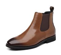 ENWIND Botas Chelsea de cuero para hombre, Oxford casual y formal,Marrón,41 EU