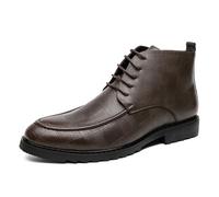 ENWIND Botas de Cuero para Hombre con Cordones, tacón bajo, Estilo Chukka, Tobilleras clásicas Tipo Oxford, para Oficina, Trabajo y conducción,Marrón,38 EU