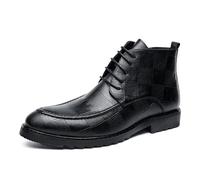 ENWIND Botas de Cuero para Hombre con Cordones, tacón bajo, Estilo Chukka, Tobilleras clásicas Tipo Oxford, para Oficina, Trabajo y conducción,Negro,41 EU