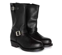 ENWIND Botas de Vaquero para Hombre Biker Botas Occidentales de Piel Botas a Media Pierna Sin Cordones Antideslizantes,Negro,43 EU